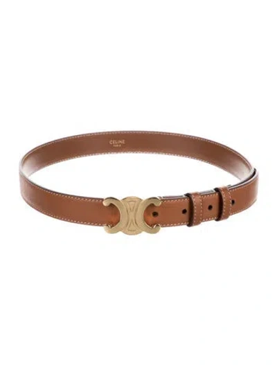 Pre-owned Celine Skinny Leather Waist Belt In Brown