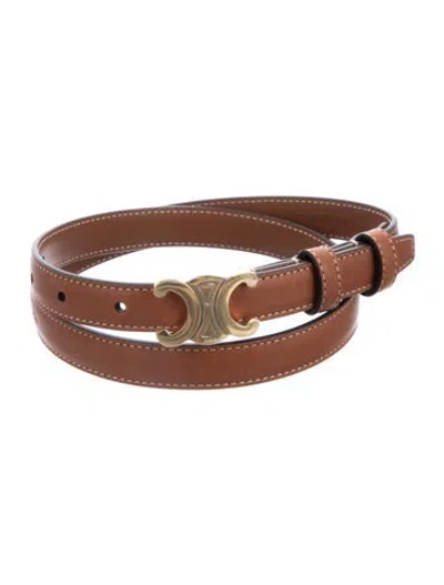 Pre-owned Celine Skinny Leather Waist Belt In Brown