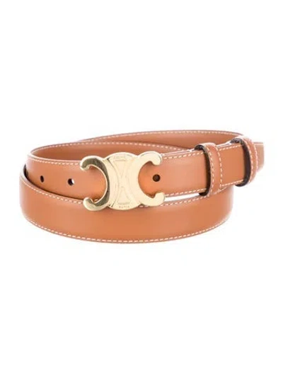 Pre-owned Celine Skinny Leather Waist Belt In Brown