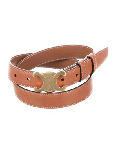 Pre-owned Celine Skinny Leather Waist Belt In Brown