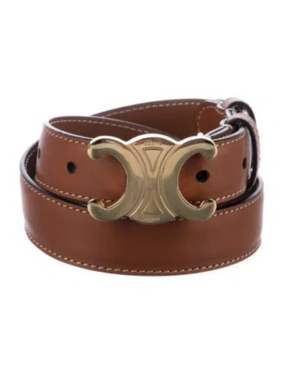 Pre-owned Celine Skinny Leather Waist Belt In Brown