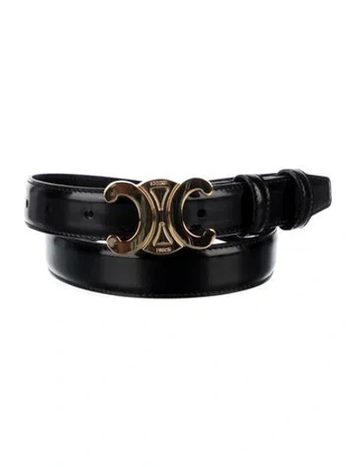 Pre-owned Celine Skinny Patent Leather Waist Belt In Black