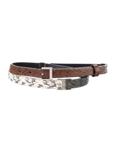 Pre-owned Celine Skinny Python Belt In Brown
