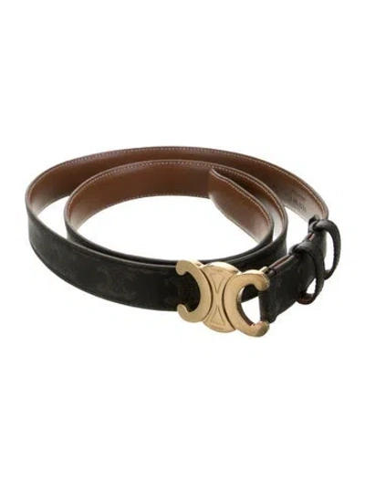 Pre-owned Celine Skinny Rubber Waist Belt In Brown