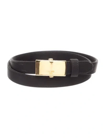 Pre-owned Celine Skinny Silk Belt In Black