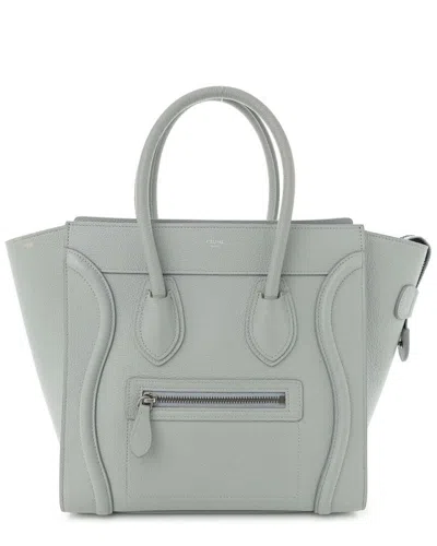 Celine Sky Baby Drummed Calfskin Leather Micro Luggage (authentic Pre-loved) In Gray