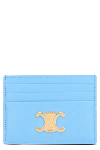 Celine Sky Blue Triomphe Calfskin Card Holder