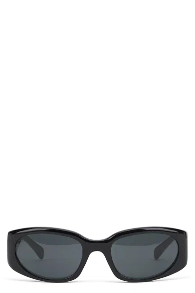 Celine Sleek Acetate Sunglasses With Wrap-around Design In Black