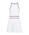 Celine Atheletic Short Sleeveless Dress With Red And Blu Profiles Pleated Skirt White In Viscose Woman In White