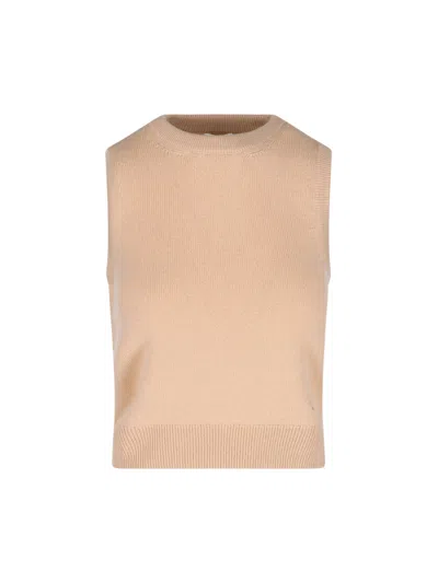 Celine Céline Sleeveless Knit Sweater Vest In Beige