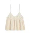 Celine Top With Thin Straps In Crochet Cotton In Nude