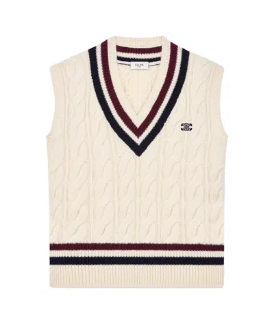 Celine Sleeveless Sweater Vest In White