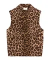 Celine Leopard Print Cashmere Roll Neck Sweater In Brown