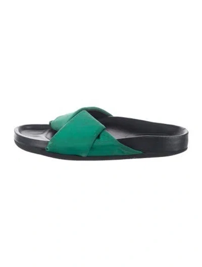 Pre-owned Celine Slides In Green