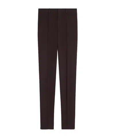 Celine Slim Trousers In Stretch Wool Gabardine In Brown