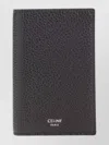 Celine Slim Vertical Card Holder With Textured Finish In Black