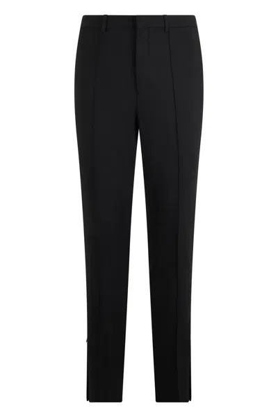 Celine Slim Wool Stretch Pants In Black