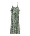 Celine Gathered Midi Dress In Silk Georgette In Green