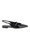 Celine Alma Triomphe Patent Slingback Flat In Black