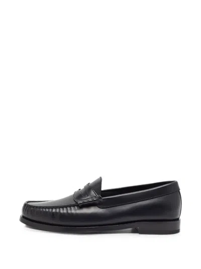 Pre-owned Celine Slip-on Leather Loafers In Black