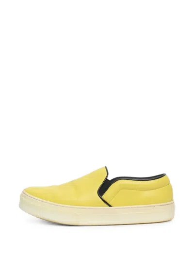 Pre-owned Celine Slip-on Leather Sneakers In Yellow