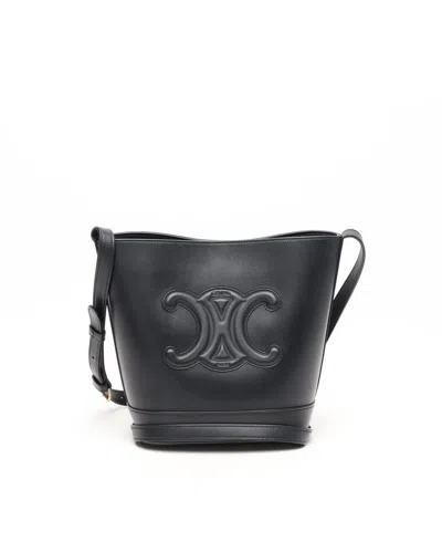 Celine Céline Small Bucket Cuir Triomphe Bag In Black