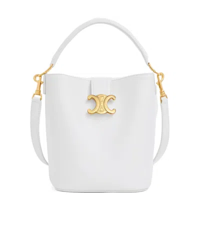 Celine Small Bucket Louise In Smooth Calfskin In White