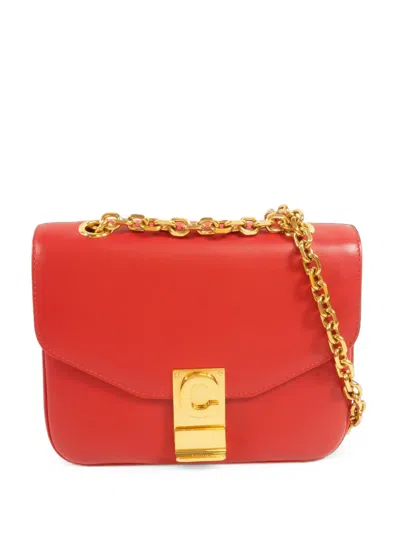 Pre-owned Celine Small C Chain Leather Mini Bag In Red