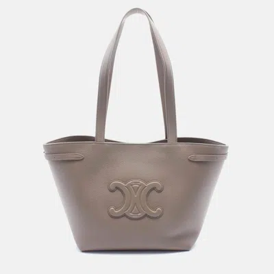Pre-owned Celine Small Cabas Anais Cuir Triomphe Tote Bag Leather Beige In Sand