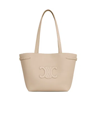 Celine Small Cabas Anays Cuir Triomphe Shoulder Bag In Nude