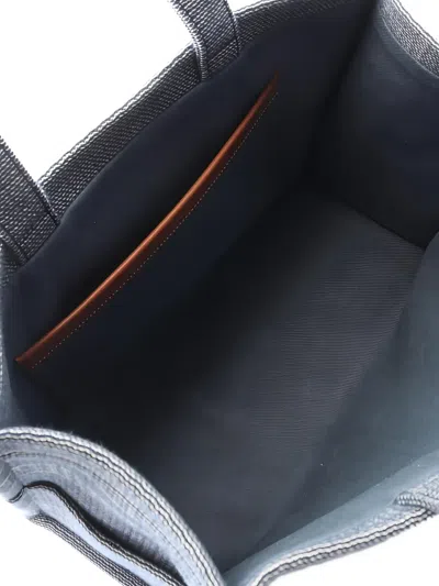 Pre-owned Celine Small Cabas Thais Canvas Tote Bag In Blue