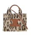 Celine Small Cabas Thais In Leopard Textile And Calfskin In Brown