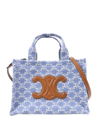 Pre-owned Celine Small Cabas Thais Triomphe Tote Bag In Blue