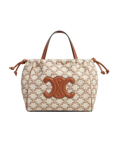 Celine Small Cabas Triomphe Strap Shoulder Bag In Nude