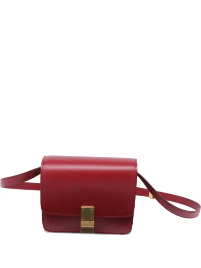 Pre-owned Celine Small Classic Box Leather Shoulder Bag In Red