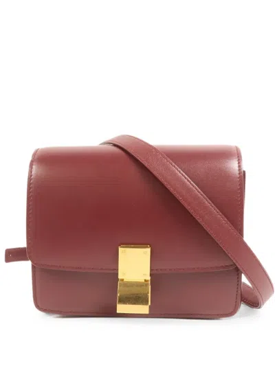 Pre-owned Celine Small Classic Box Leather Shoulder Bag In Red