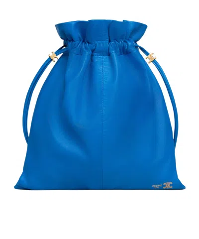 Celine Small Crystal Pouch In Lambskin In Blue