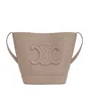 Celine Small Cuile Triomphe Logo Bucket Bag In Nude