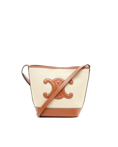Celine Céline Small Cuir Triomphe Bucket Bag In Blue