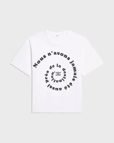 Celine Logo-print Jersey T-shirt In White