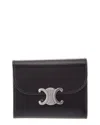 Celine Small Flap Leather Wallet In Black