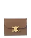 Celine Triomphe Small Glossy Wallet In Brown