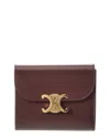 Celine Small Flap Leather Wallet In Brown