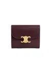 Celine Triomphe Small Flap Wallet In Burgundy