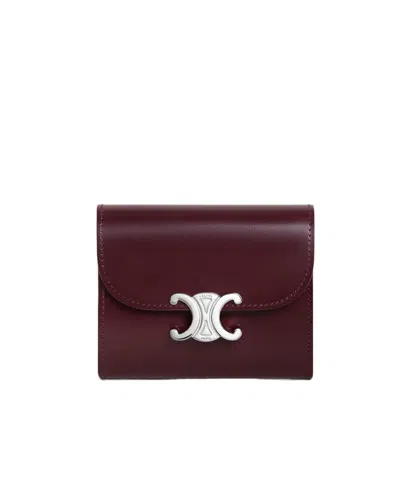 Celine Small Flap Wallet Triomphe In Shiny Calfskin