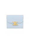 Celine Small Flap Wallet Triomphe In Shiny Calfskin In Glacier