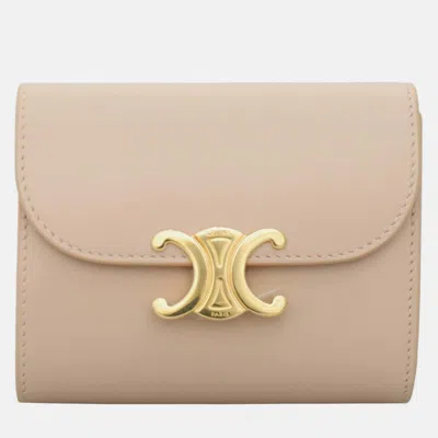 Pre-owned Celine Small Flap Wallet Triomphe Wallet In Pink