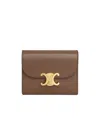 Celine Triomphe Small Glossy Wallet In Brown