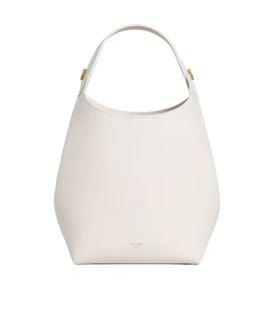 Celine Small Hobo In Supple Smooth Calfskin In White