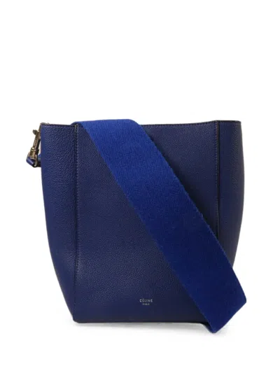 Pre-owned Celine Small Leather Bucket Bag In Blue